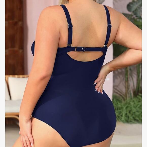 Daci One Piece Swimsuits Tummy Control Vintage Ruched Retro Swimwear nwt - Picture 2 of 5